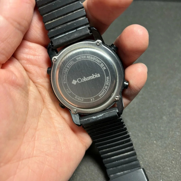 Columbia Digital Watch CT010 J11 Blavk Ruber Straps Working New Battery - Picture 2 of 6